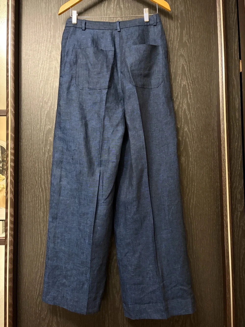 Zara Dark Navy Wide-Leg High-Rise Trousers